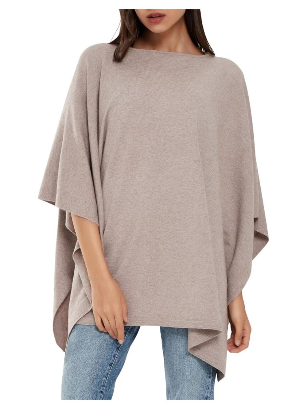 Women's Oversized Lightweight Knit Poncho Sweater One Size Layering Top